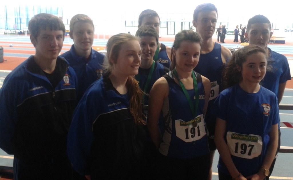 St Peter's AC athletes at Leinster Juvenile Indoor Championships (Athlone, March 2014)