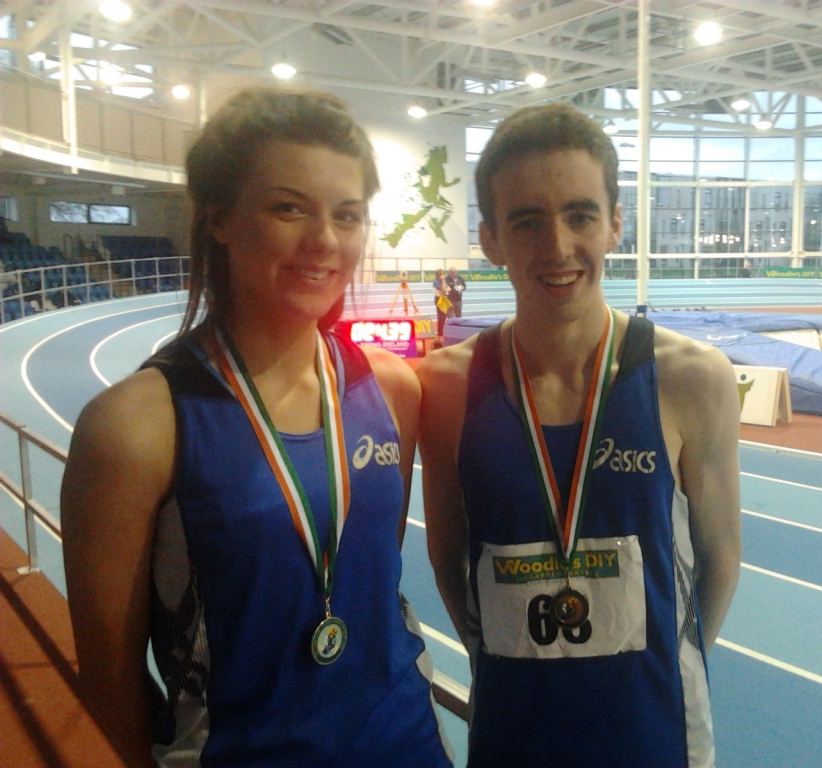 Emily Rogers and Conor Durnin at Irish Senior Indoor Championships (Athlone, February 2013)