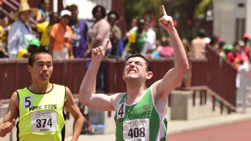 James Meenan winning 100m final at Special Olympics World Games (United States, July 2015)