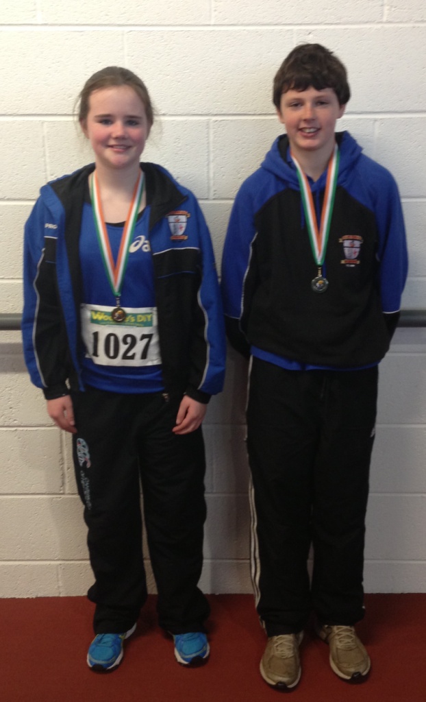 Katie Murphy and Gabriel Bell at Irish Juvenile Indoor Championships (Athlone, March 2013)